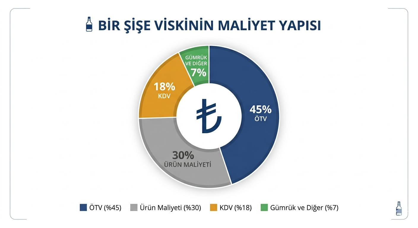 Türkiye'de viski fiyatına etki eden vergi bileşenleri — ÖTV, KDV ve diğer maliyetler